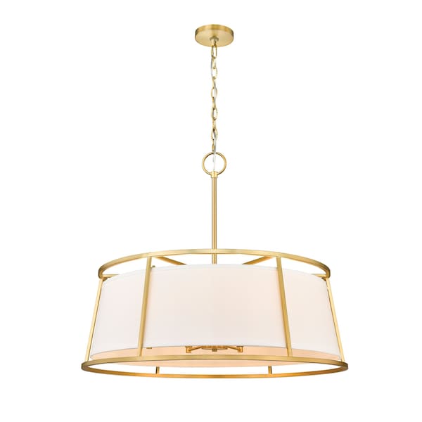 Z-Lite Lenyx Pendant Chandelier, 8-Light, 32 In.W x 32 In.L x 27.5 In.H, Rubbed Brass/White 1935-32RB - main